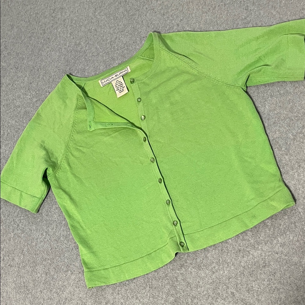Y2K Silk Cardigan Sweater Top Small Button Short Sleeve Luxury Preppy Old Money